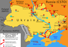 mapa agresji rosji na ukrainę