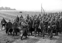 Polscy Jeńcy prowadzeni przez sowieckich żołdaków