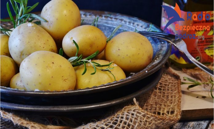 Na zdjęciu talerz z młodymi ziemniakami posypanymi koperkiem. Zdjęcie ilustracyjne do audycji pt. 