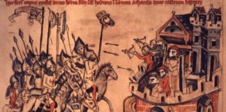 Legnickie Pole 1241. Średniowieczna rycina przedstawiającaq bitwę pod Legnicą.
