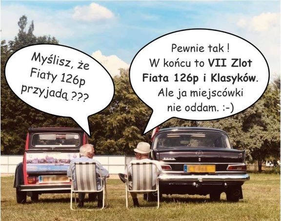 dwa stare samochody stojące tyłem VII Zlot Fiata 126p Klasyków Inowrocław 3.09.2022.
