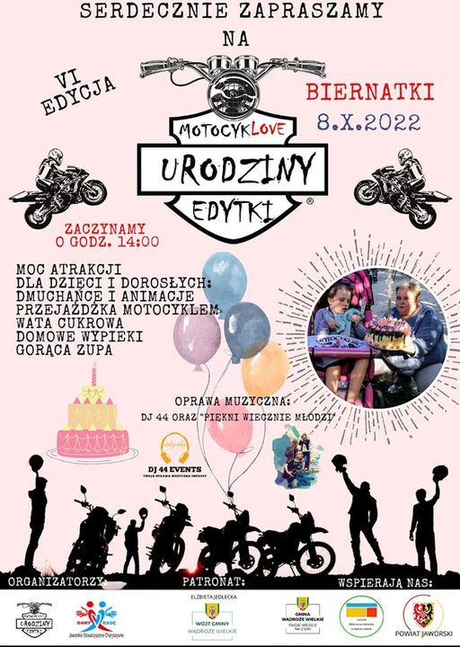 Motocyklowe Urodziny Edytki 8.10.2022 Biernatki plakat
