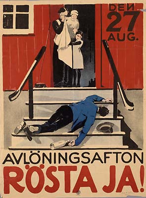 Plakat wzywający do głosowania „za” w szwedzkim referendum w sprawie wprowadzenia prohibicji 1922