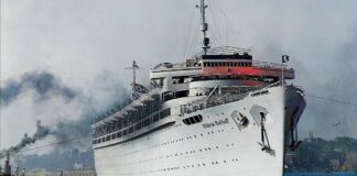 Największa tragedia na Bałtyku – 78 rocznica zatopienia MS Wilhelm Gustloff. Na ilustracji tytułowy, ogromny wycieczkowiec wchodzi do portu.