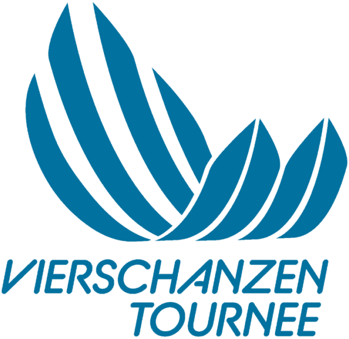 Na zdjęciu jest logo turnieju. Skoki Narciarskie Turniej Czterech Skoczni.