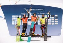 Na zdjęciu zawodnicy na podium w Scuol Szwajcaria Udany weekend Polskich zimowych sportów.