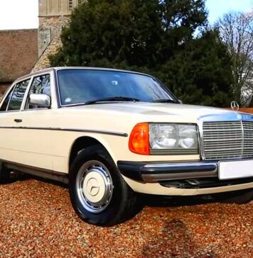 Mercedes - najlepsze silniki spod trójramiennej gwiazdy . Na zdjęciu budyniowy sedan z 1983 roku, model W123, 240D tak zwana beczka