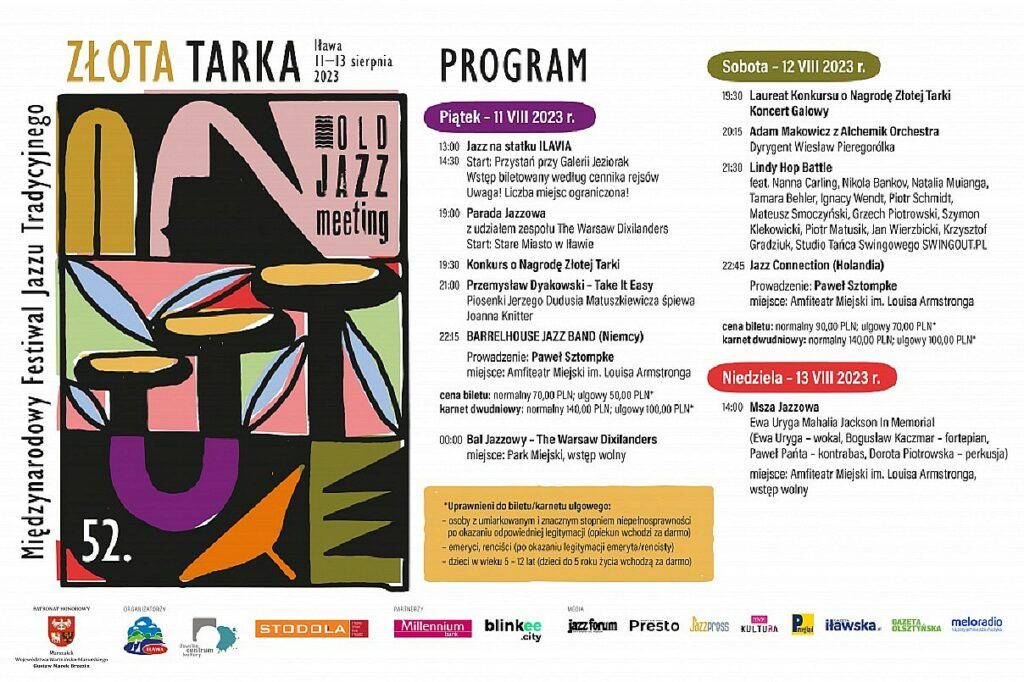52 Międzynarodowy Festiwal Jazzu Tradycyjnego Old Jazz Meeting „Złota Tarka” - program