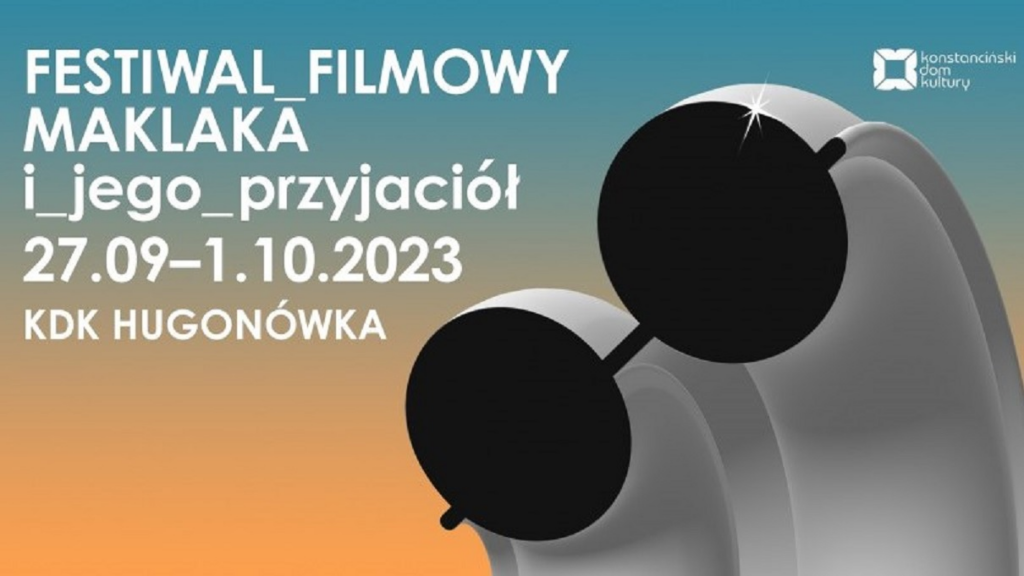 VI Festiwal Filmowy MAKLAKA i jego przyjaciół - plakat zapraszający na festiwal. Elementem dominującym są ciemne okulary Zdzisława Maklakiewicza.