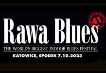 41 Rawa Blues Festival - Na czarnym tle, biały napis z nazwą, miejscem i datą wydarzenia