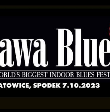 41 Rawa Blues Festival - Na czarnym tle, biały napis z nazwą, miejscem i datą wydarzenia