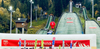 Na zdjęciu - Dekoracja medalowa Letnich Mistrzostw Polski drużynówki Letnie Mistrzostwa Polski w Skokach Narciarskich 2023