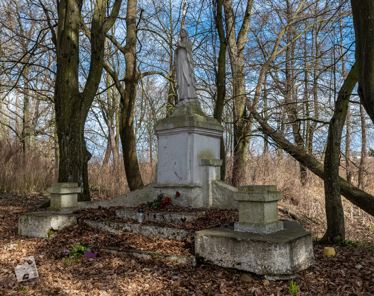 Grób-pomnik na zapomnianym cmentarzu - Pałac w Dębinkach-pomnik foto niecodziennik