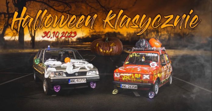 FSO Polonez i FSM Fiat 126p Maluch udekorowane na Halloween Klasycznie 30.10.2023 Zielonka - Legionowo