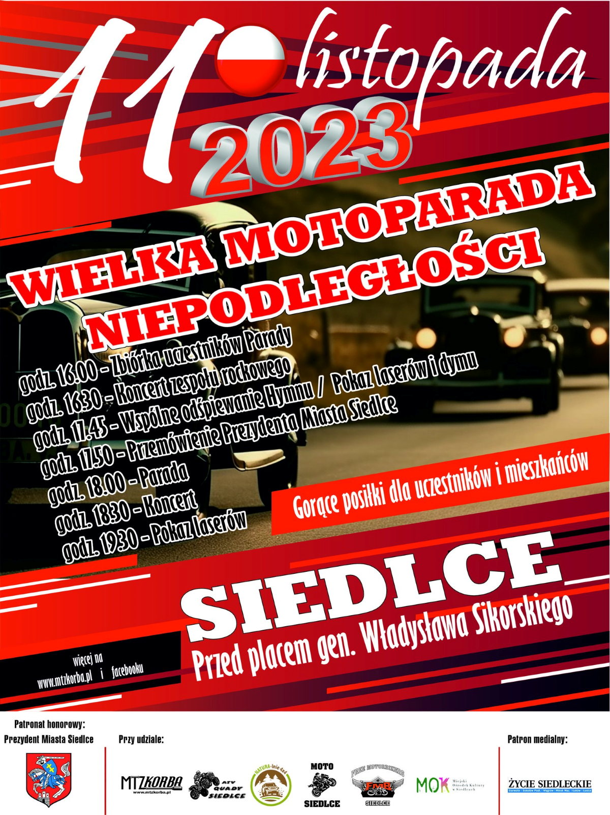 plakat Motoparada Niepodległości Siedlce 11.11.2023