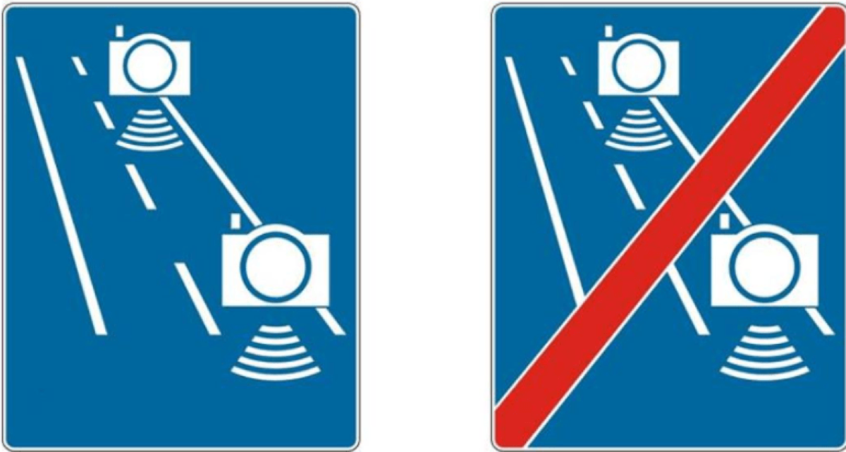 Odcinkowy Pomiar Prędkości oznakowanie znaki-drogowe OPP początek i koniec posiada każda droga i trasa została wymieniona w opisie