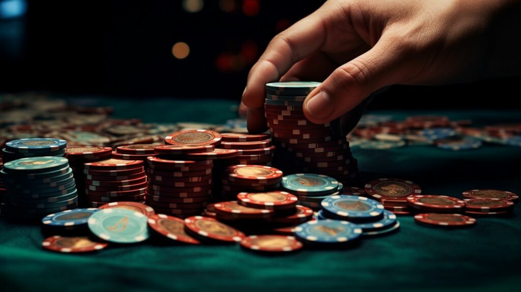 Gra w kasynie podczas podróży na zdjęciu żetony