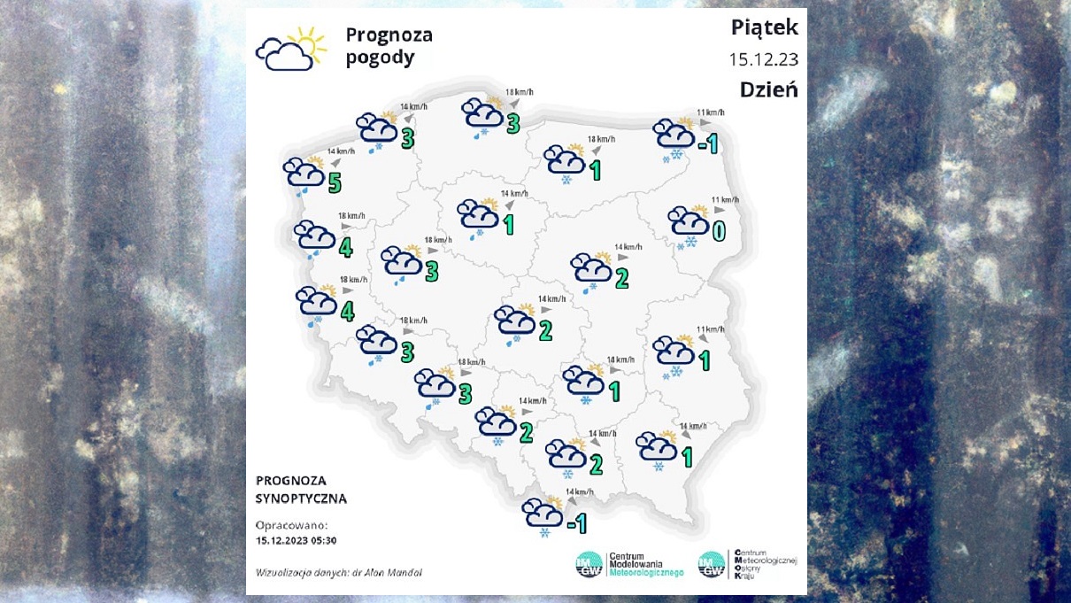 Prognoza pogody na piątek 15 grudnia 2023