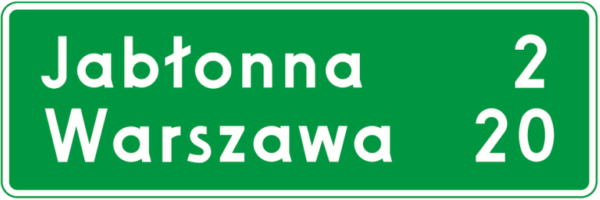 Odległość na znakach drogowych Znak E-13