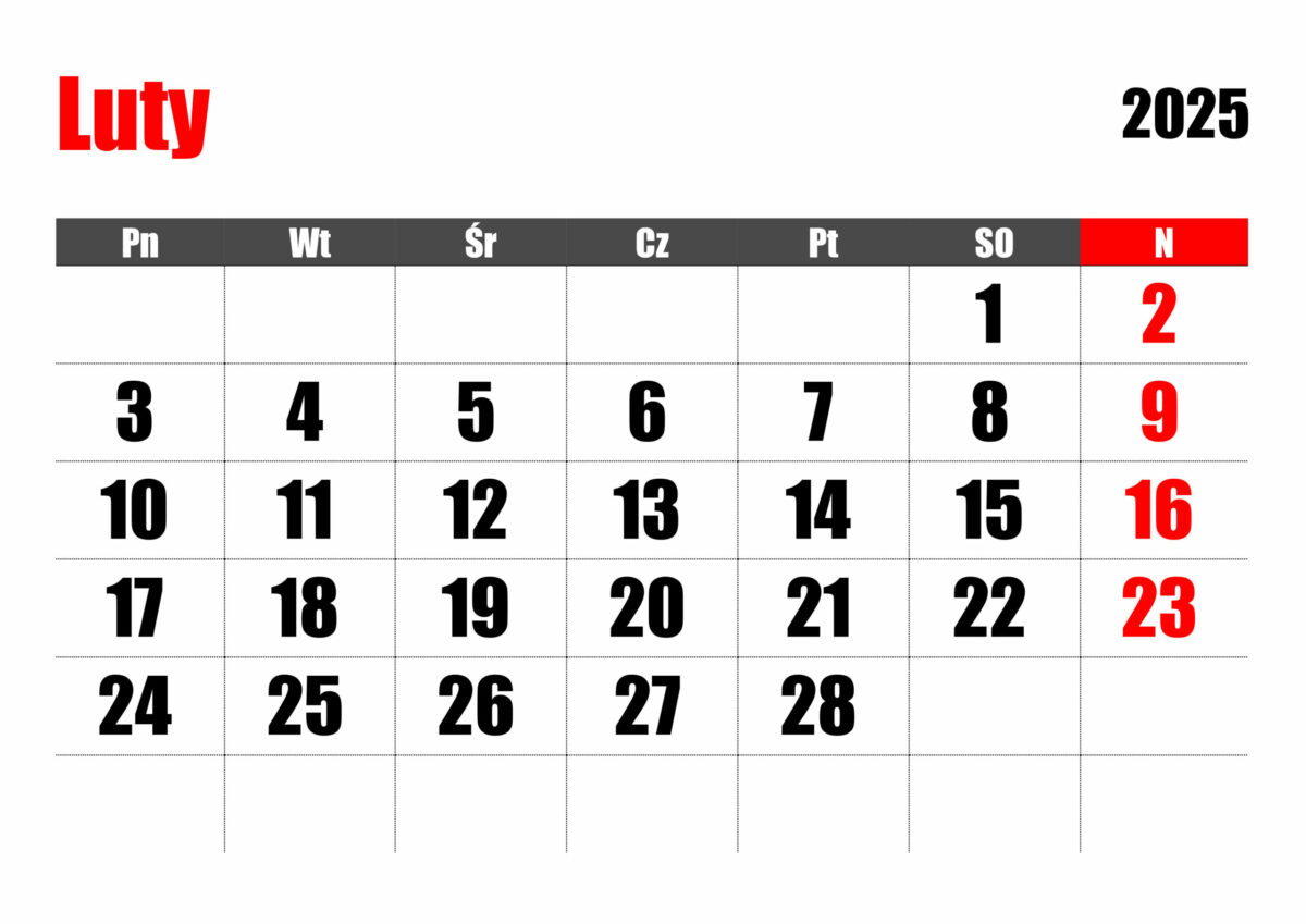 Luty 2025 – wyjątkowy miesiąc czy powtarzalny układ dni tygodnia?