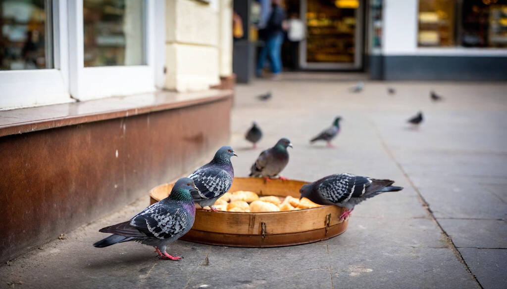 Dziobią pieczywo przed sklepem, nie kupuj wydziobanego chleba