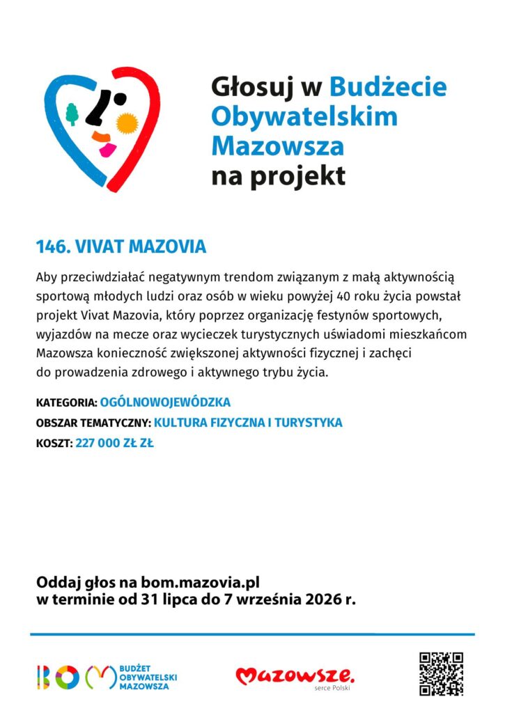 plakat zachęcający do głosowania na projekt nr146 - Budżet Obywatelski Mazowsza