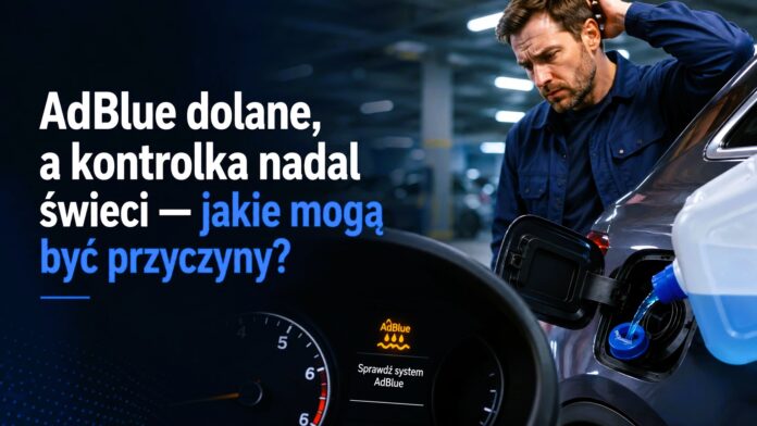 na zdjęciu mechanik pochylony nad autem - - AdBlue dolane, a kontrolka nadal świeci