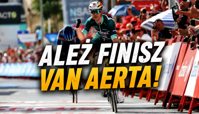 Wout van Aert triumfuje na 13. etapie Vuelta a Espana.