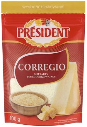 na zdjęciu torebka tartego parmezanu firmy President - Wielki Test Jakości 8 - 3 oszukane produkty spożywcze. W tym przypadku nie jest to zafałszowana żywność