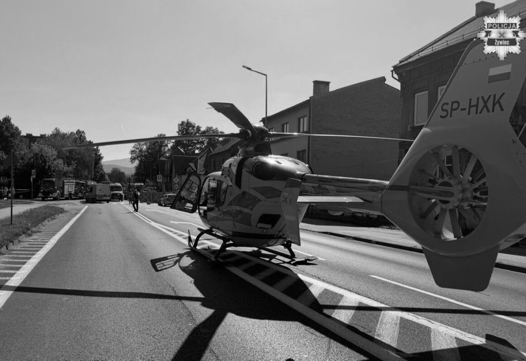 wypadek na przejściu dla pieszych pogotowie lotnicze
