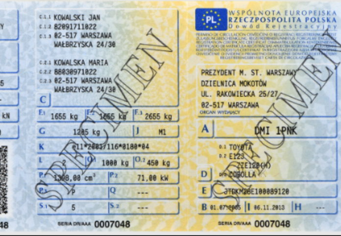 Rejestracja pojazdu